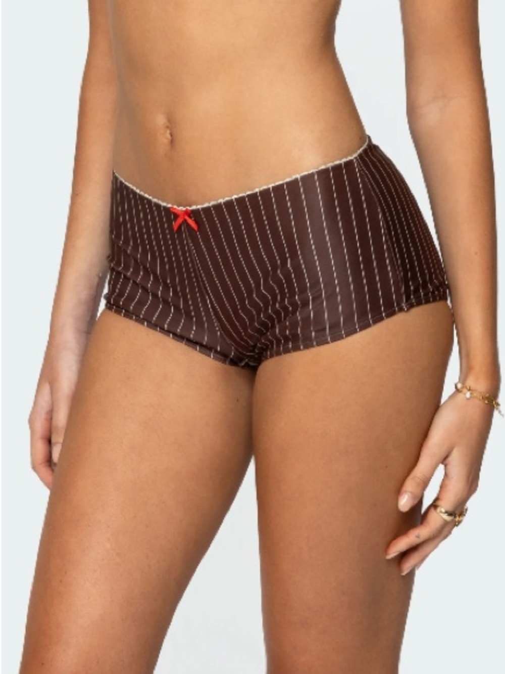 🦓 Edikted | Pinstripe Boyshort Bikini Bottom (S) 🦓